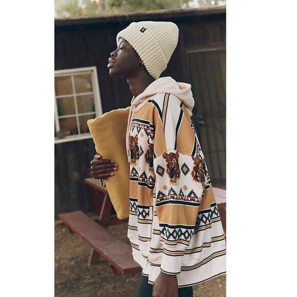 Free People Movement Sprint To The Finish Printed Hoodie Tiger Print Sz L - Picture 2 of 10